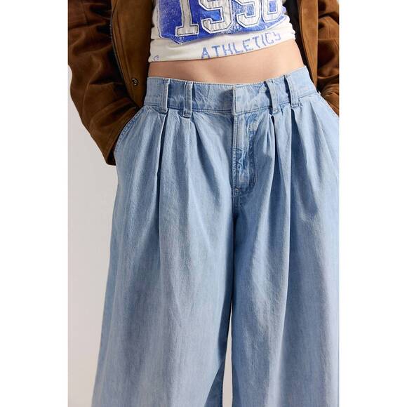 NEW FREE PEOPLE scout wide leg pants in california blue - Picture 4 of 4